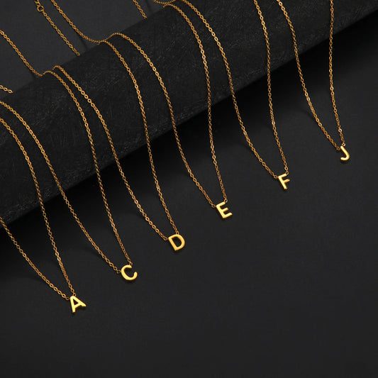 Minimalist Initial A-Z Letter Necklace for Women Alphabet Stainless Steel Choker Chains Jewelry Birthday Gift Wholesale